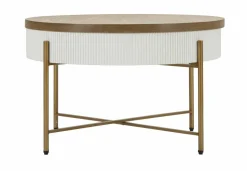 Tavolini Da Salotto > Dmora Tavolino da salotto Yakoi, Bianco e Marrone, 80x80 h48 cm Marrone, Bianco
