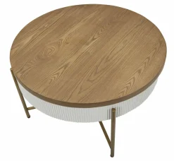 Tavolini Da Salotto > Dmora Tavolino da salotto Yakoi, Bianco e Marrone, 80x80 h48 cm Marrone, Bianco