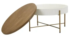 Tavolini Da Salotto > Dmora Tavolino da salotto Yakoi, Bianco e Marrone, 80x80 h48 cm Marrone, Bianco