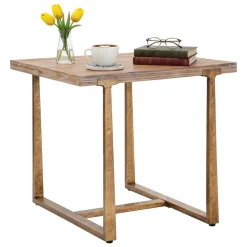 Tavolino rustico quadrato 4 posti oro e marrone 80x80cm - Kazimir