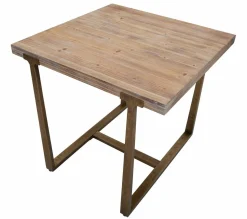 Tavolino rustico quadrato 4 posti oro e marrone 80x80cm - Kazimir
