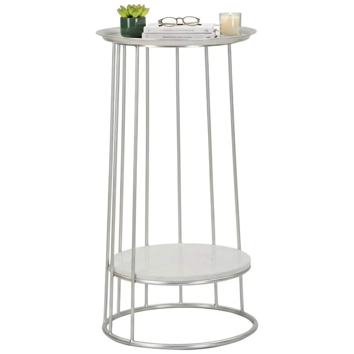 Tavolini Da Salotto > Dmora Tavolino salotto circolare 40x40x76h cm - Biferno Argento