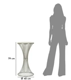 Tavolino salotto circolare argento 40x40x79h cm base intrecciata - Merli