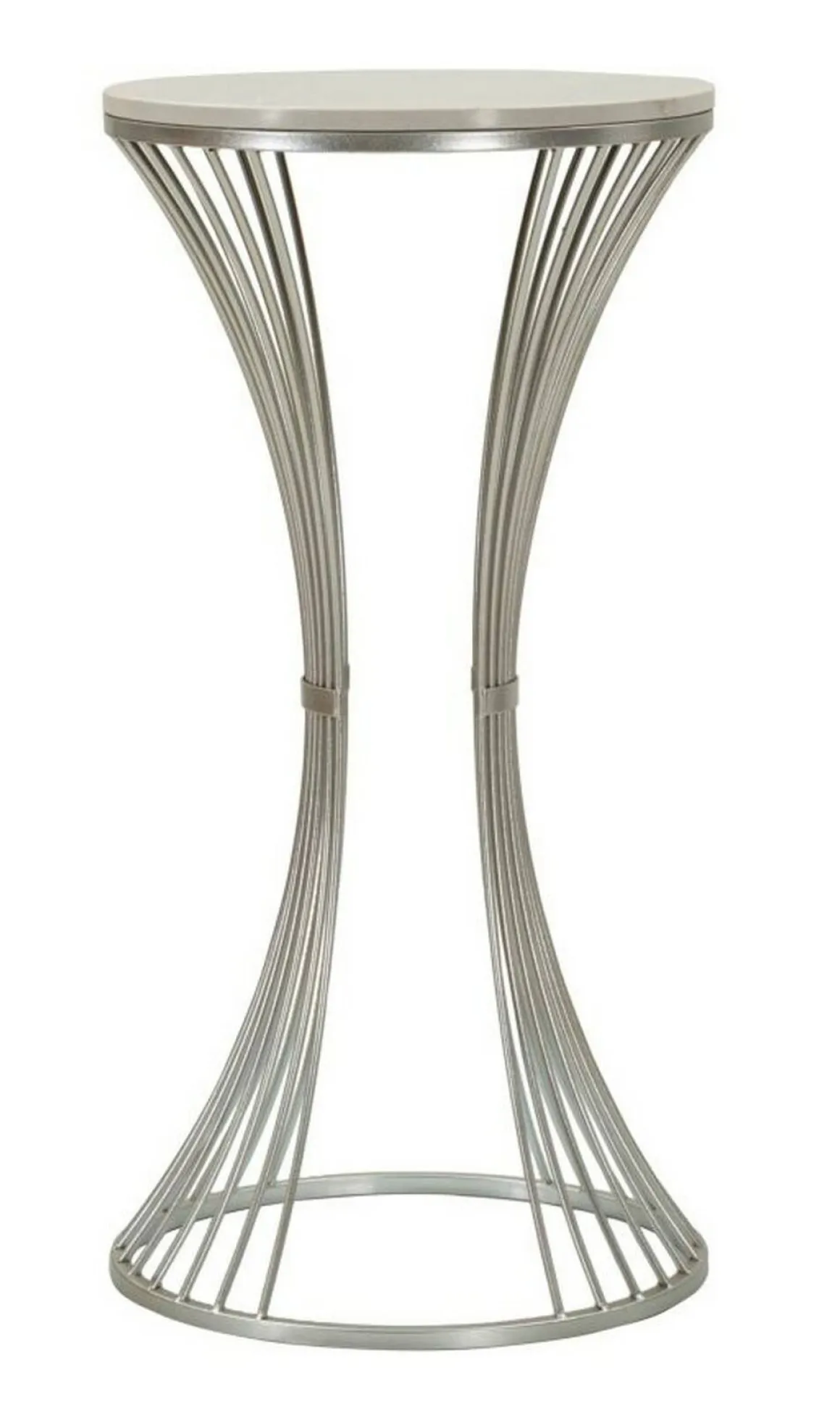 Tavolino salotto circolare argento 40x40x79h cm base intrecciata - Merli