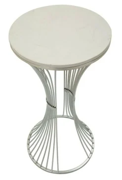 Tavolino salotto circolare argento 40x40x79h cm base intrecciata - Merli