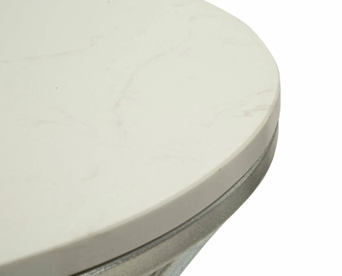 Tavolino salotto circolare argento 40x40x79h cm base intrecciata - Merli