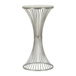 Tavolino salotto circolare argento 40x40x79h cm base intrecciata - Merli