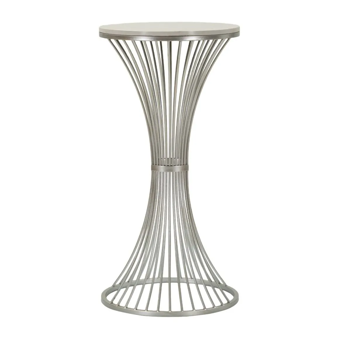 Tavolino salotto circolare argento 40x40x79h cm base intrecciata - Merli
