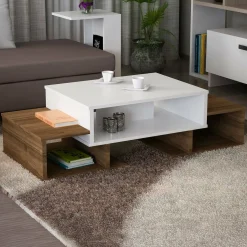 Tavolini Da Salotto > Dmora Tavolino salotto complesso bianco e noce 103x60x39h cm - Montella Marrone, Bianco Noce