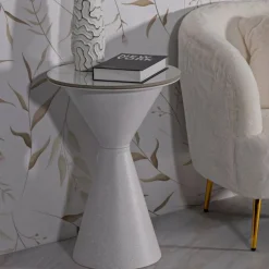 Tavolino salotto conico bianco 44x44x63h cm - Daunia