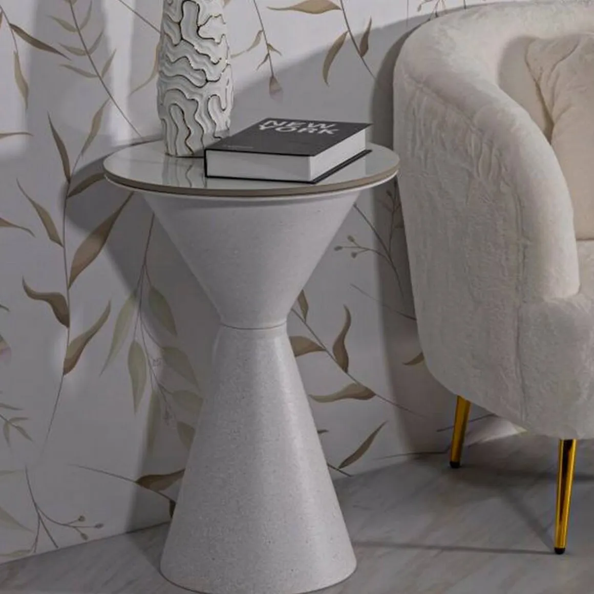 Tavolino salotto conico bianco 44x44x63h cm - Daunia