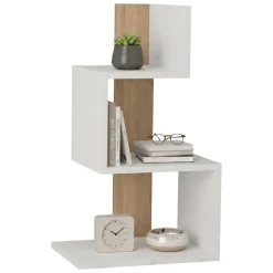 Tavolino salotto irregolare bianco e rovere 42x30x72h cm - Umbro