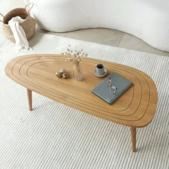 Tavolini Da Salotto|Salotto > Dmora Tavolino salotto ovale rovere 115x50x38h cm - Eugenia Marrone Rovere