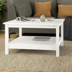 Tavolini Da Salotto > Dmora Tavolino salotto quadrato 81x81x45h cm - Casato Bianco
