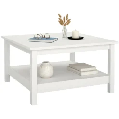 Tavolini Da Salotto > Dmora Tavolino salotto quadrato 81x81x45h cm - Casato Bianco