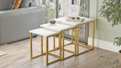 Tavolino salotto quadrato bianco e oro 40x40x42h cm - Collio
