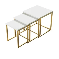 Tavolino salotto quadrato bianco e oro 40x40x42h cm - Collio
