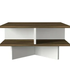 Tavolini Da Salotto|Salotto > Dmora Tavolino salotto quadrato noce e oro 80x80x40h cm - Mia Oro, Marrone Noce