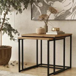 Tavolini Da Salotto > Dmora Tavolino salotto quadrato quercia 50x50x48h cm - Magliano Marrone Quercia