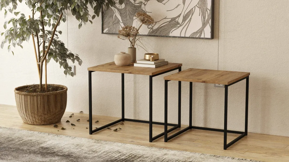 Tavolini Da Salotto > Dmora Tavolino salotto quadrato quercia 50x50x48h cm - Magliano Marrone Quercia