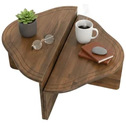 Tavolino salotto rettangolare angoli arrotondoti noce 90x90x40h cm - Emiri