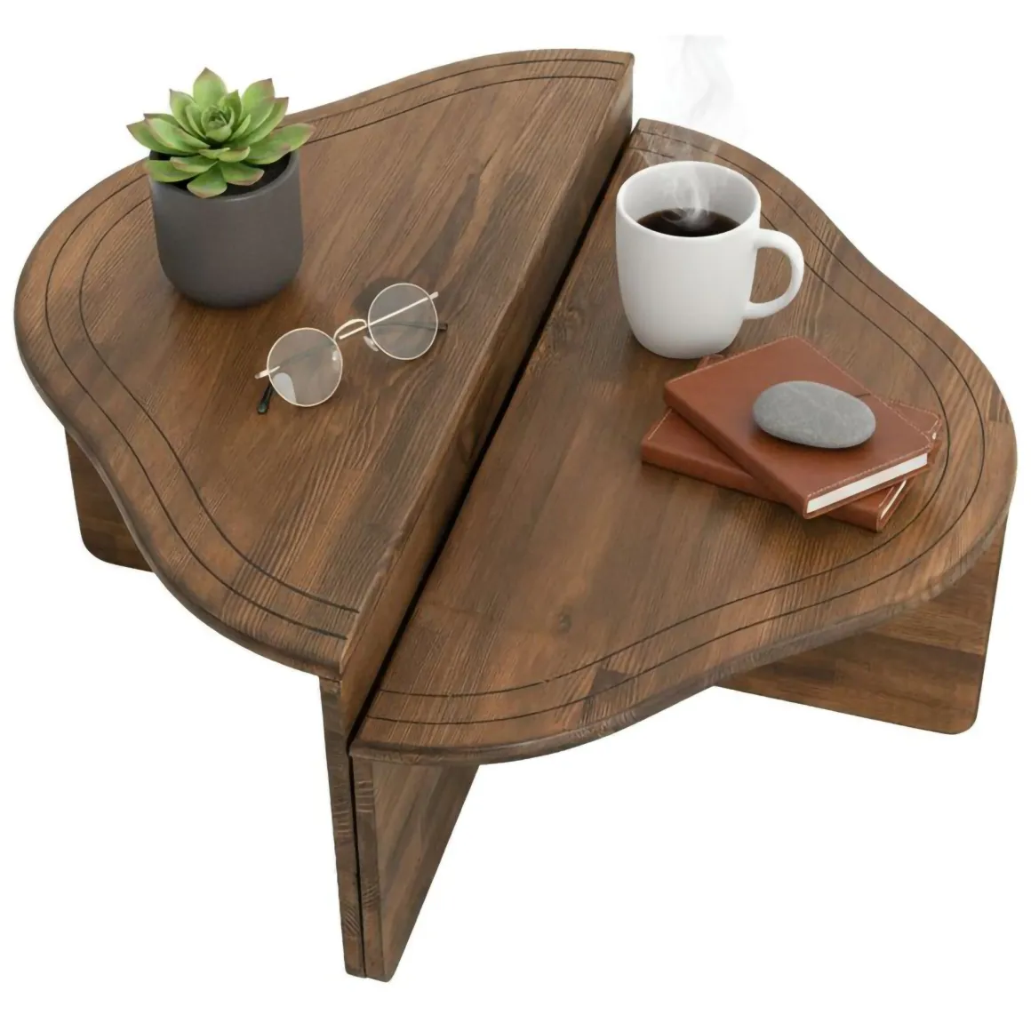 Tavolino salotto rettangolare angoli arrotondoti noce 90x90x40h cm - Emiri
