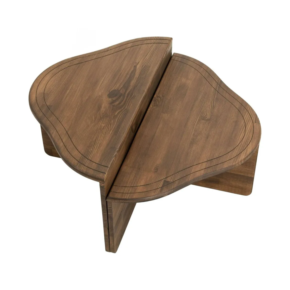 Tavolino salotto rettangolare angoli arrotondoti noce 90x90x40h cm - Emiri
