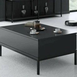 Tavolino salotto rettangolare antracite e nero 90x60x40h cm - Vespero