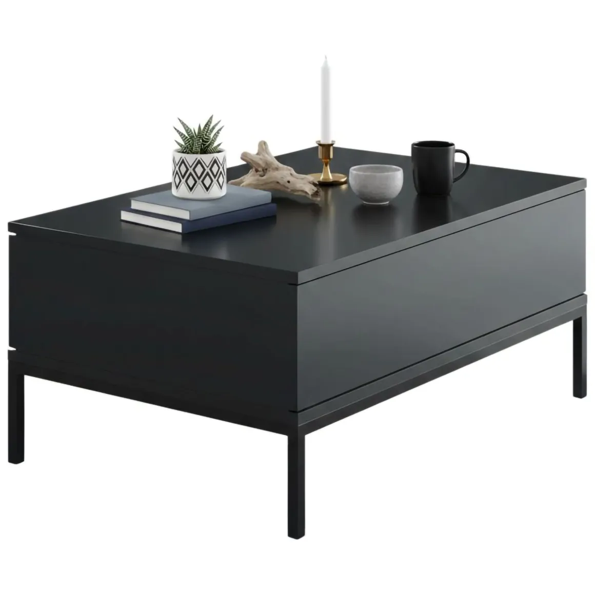Tavolino salotto rettangolare antracite e nero 90x60x40h cm - Vespero