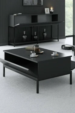 Tavolino salotto rettangolare antracite e nero 90x60x40h cm - Vespero