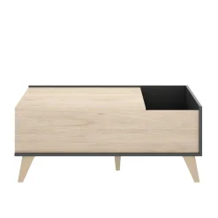 Tavolino salotto rettangolare antracite e rovere 99x60x41h cm con scaffale - Alexius