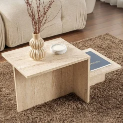Tavolino salotto rettangolare beige 80x40x40h cm - Varian
