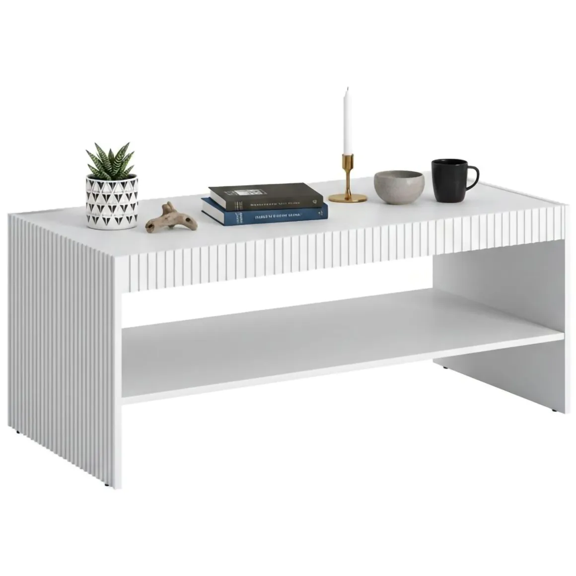 Tavolino salotto rettangolare bianco 120x56x50h cm - Roasio