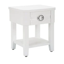 Tavolino salotto rettangolare bianco 45x40x54h cm con 1 cassetto - Guru