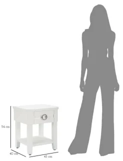 Tavolino salotto rettangolare bianco 45x40x54h cm con 1 cassetto - Guru