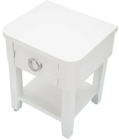 Tavolino salotto rettangolare bianco 45x40x54h cm con 1 cassetto - Guru