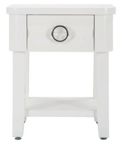 Tavolino salotto rettangolare bianco 45x40x54h cm con 1 cassetto - Guru