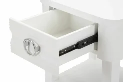 Tavolino salotto rettangolare bianco 45x40x54h cm con 1 cassetto - Guru