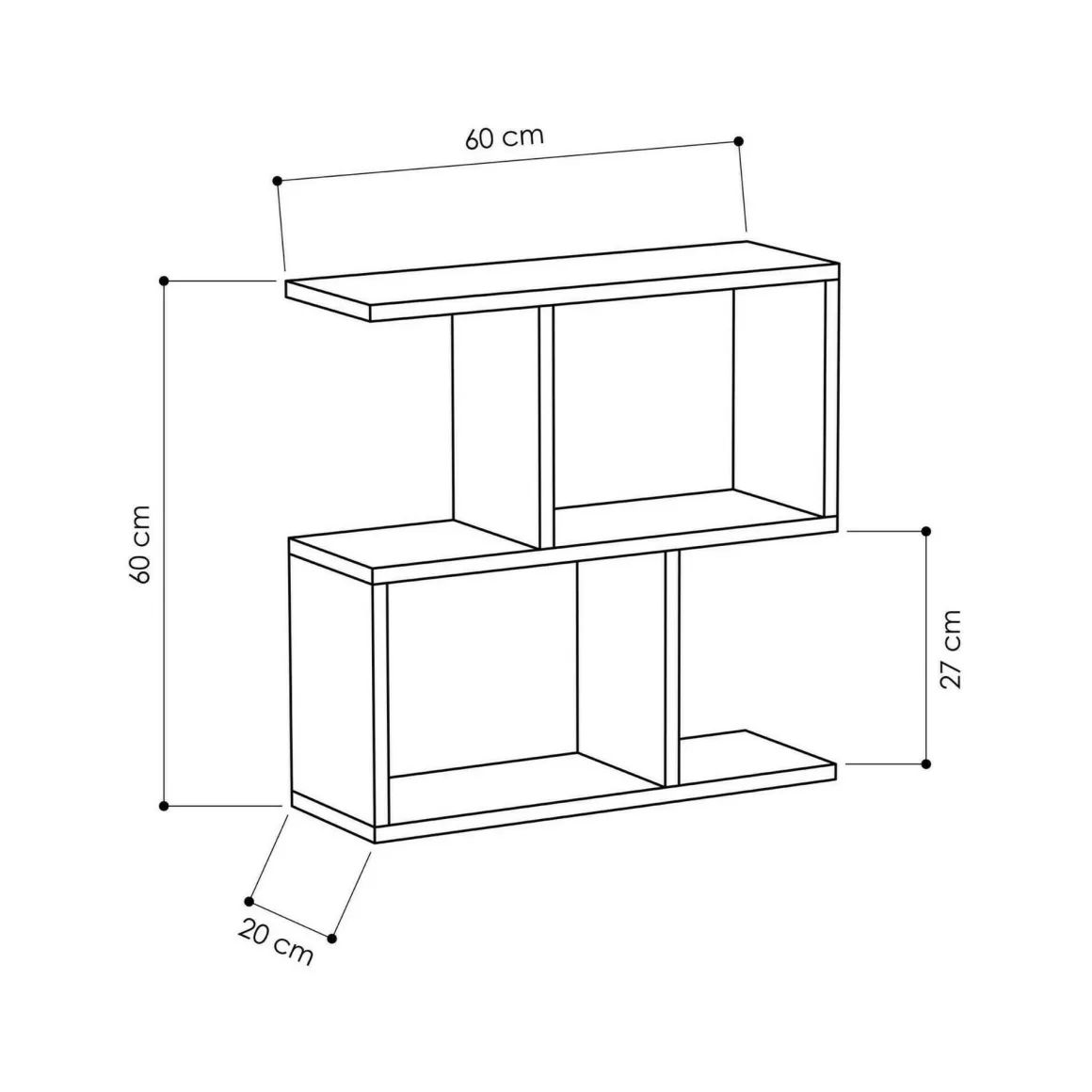 Tavolino salotto rettangolare bianco 60x20x60h cm - Fabrizia