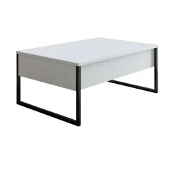 Tavolini Da Salotto|Salotto > Dmora Tavolino salotto rettangolare bianco e oro 90x39x40h cm - Raiden Oro, Bianco