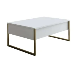 Tavolini Da Salotto > Dmora Tavolino salotto rettangolare bianco e quercia 98x60x43h cm con 1 cassetto - Sfene Marrone, Bianco Quercia