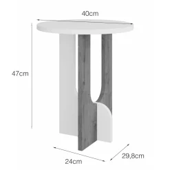 Tavolino salotto rettangolare bianco e rovere 40x40x47h cm - Bret