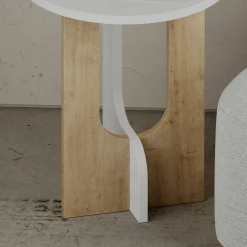 Tavolino salotto rettangolare bianco e rovere 40x40x47h cm - Bret