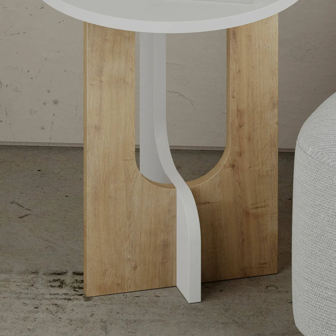 Tavolino salotto rettangolare bianco e rovere 40x40x47h cm - Bret