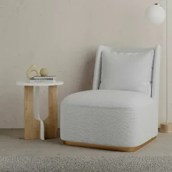 Tavolino salotto rettangolare bianco e rovere 40x40x47h cm - Bret