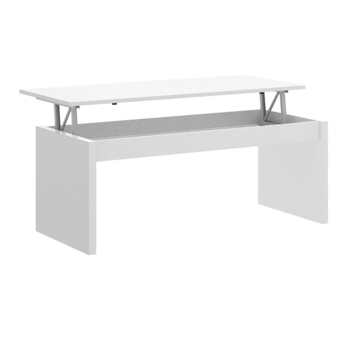 Tavolino salotto rettangolare bianco lucido 102x50x43h cm con portaoggetti - Audi