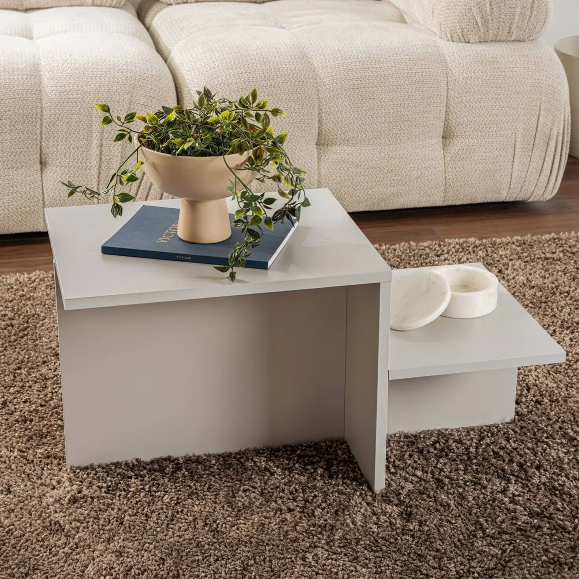 Tavolino salotto rettangolare grigio 80x40x40h cm - Varian