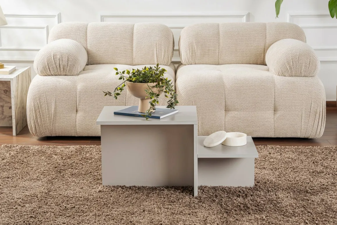 Tavolino salotto rettangolare grigio 80x40x40h cm - Varian