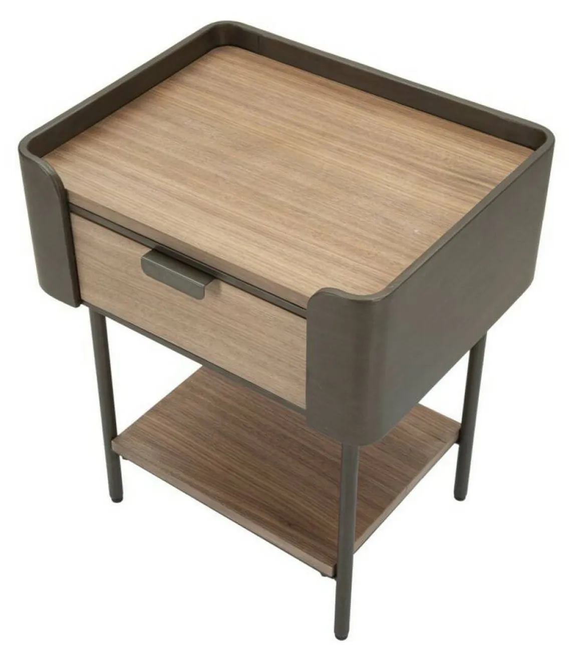 Tavolino salotto rettangolare grigio e marrone 50x41x60h cm con 1 cassetto - Muse