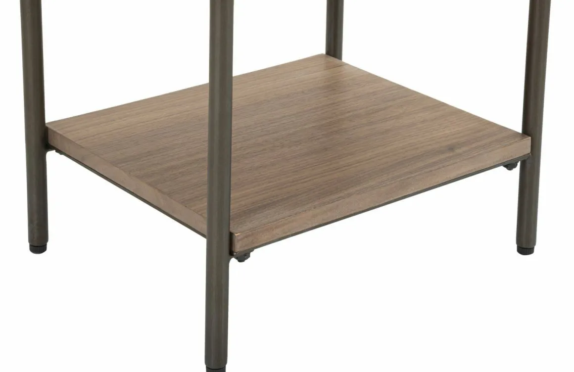 Tavolino salotto rettangolare grigio e marrone 50x41x60h cm con 1 cassetto - Muse